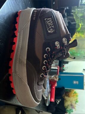 Vans Half Cab Gore-Tex Brown with Red Lug Sole Athletic Shoe